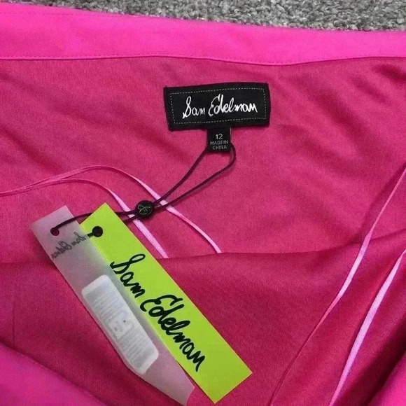 Sam Edelman Off The Shoulders Dress Sz 12 Barbiecore Shocking Pink Neon - Picture 6 of 11